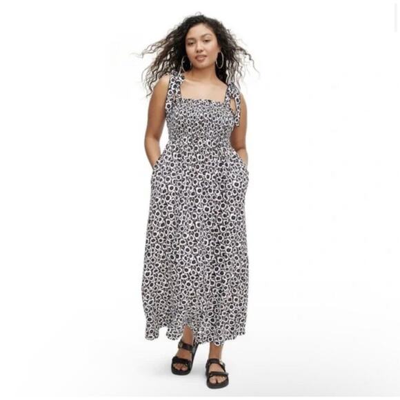 Diane Von Furstenberg Dresses & Skirts - Diane Von Furstenberg Target Size 2X Smocked Tie Strap Neutral Poppy Midi Dress